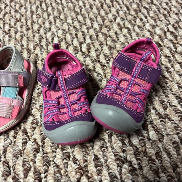 LOT of 2 Baby Girl Size 5 Sandals Secure Strap Water Friendly Play Shoes - Picture 4 of 7